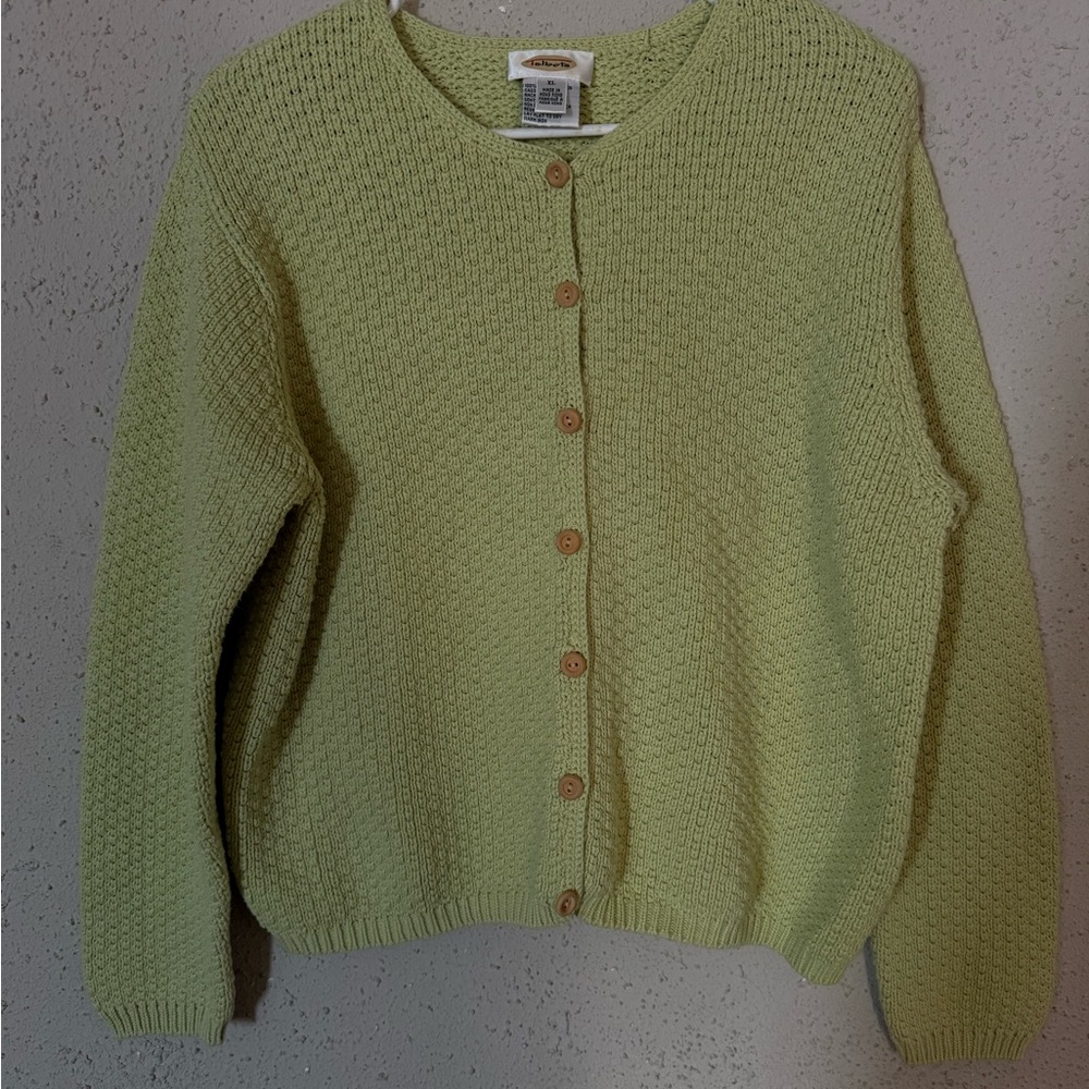 Women's Talbots Green Cotton Knit Sweater
